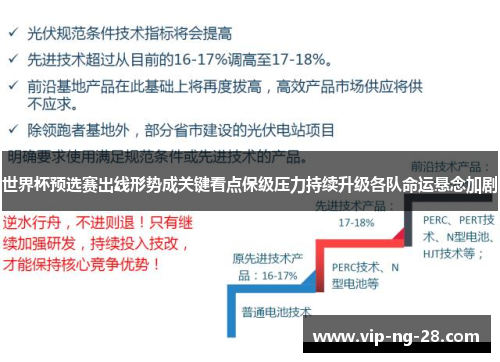 世界杯预选赛出线形势成关键看点保级压力持续升级各队命运悬念加剧 世界杯预选赛出线形势成关键看点保级压力持续升级各队命运悬念加剧