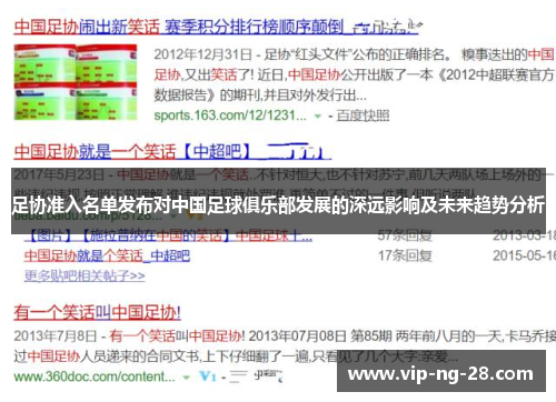 足协准入名单发布对中国足球俱乐部发展的深远影响及未来趋势分析